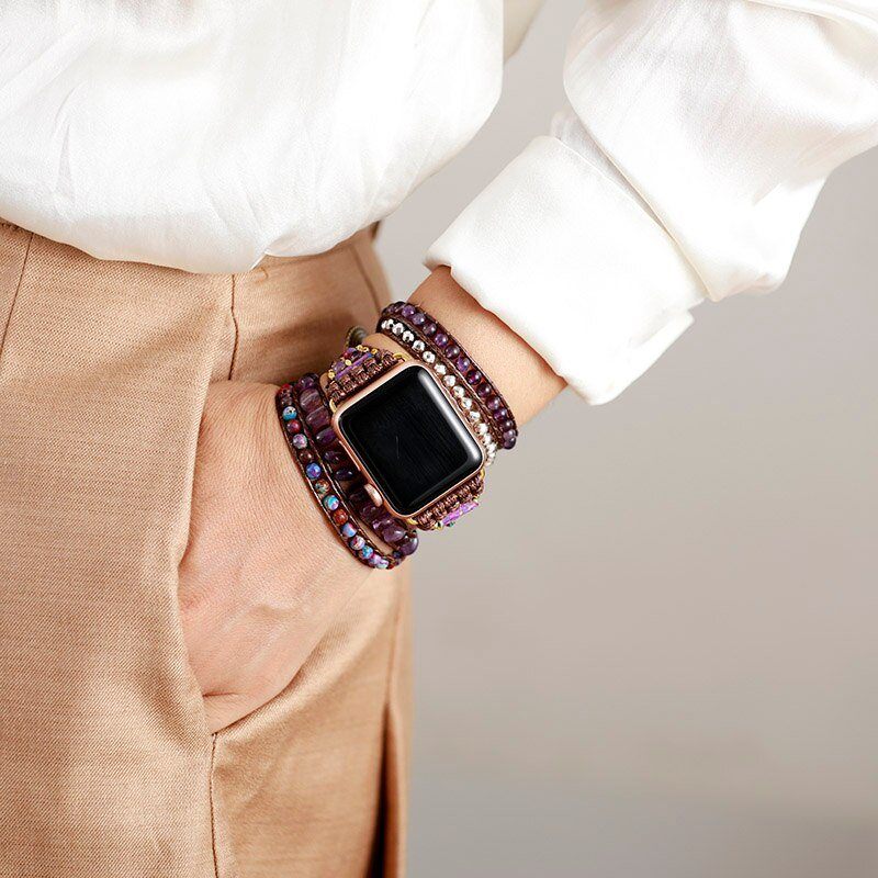 Bracelet d'Apple Watch Fortune Intemporelle en Améthyste