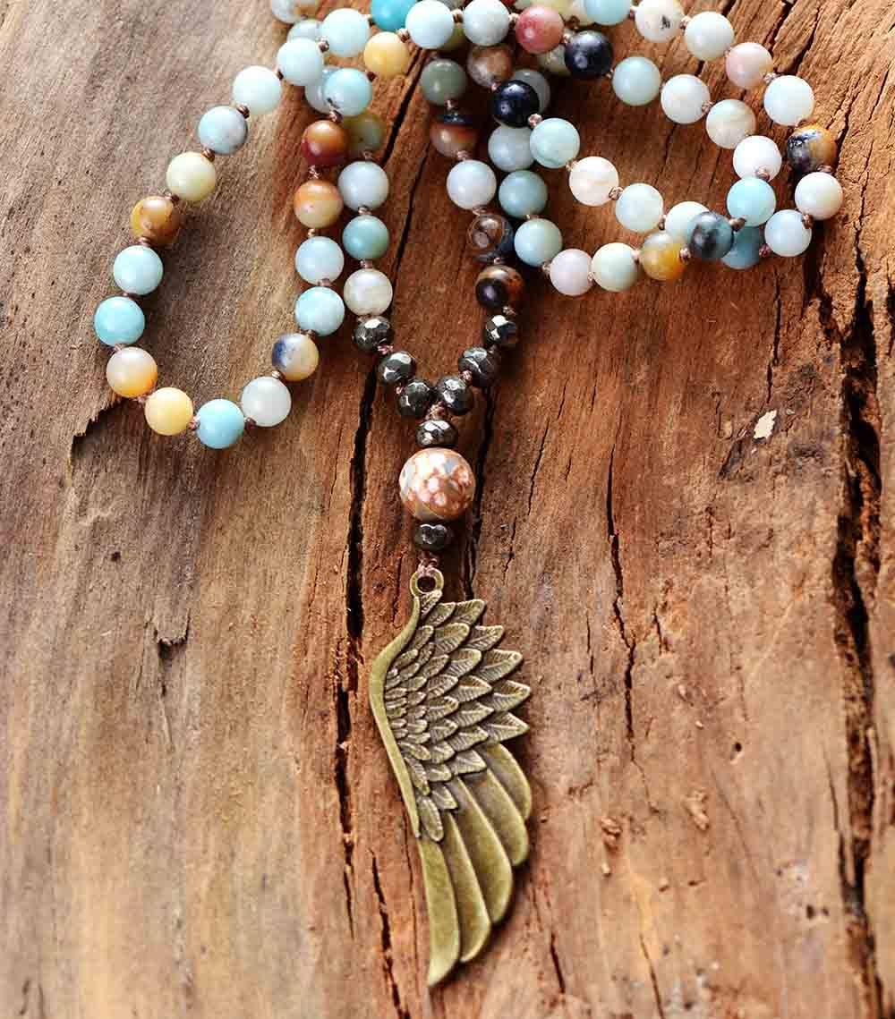 Pendentif Mala Vintage en Pyrite Ailes Angéliques