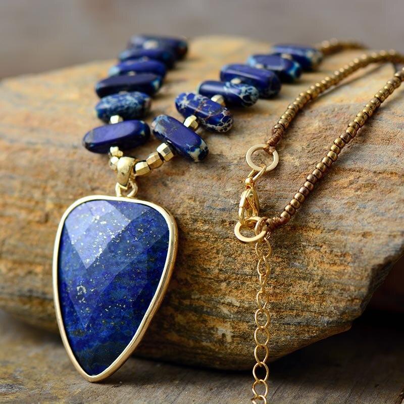 Collier Pendentif Bohème en Lapis-Lazuli