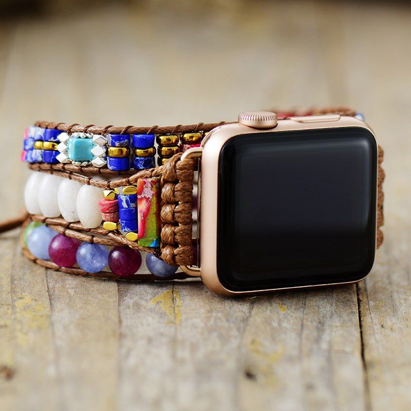 Bracelet d'Apple Watch Précieux Pouvoir en Jaspe et Onyx