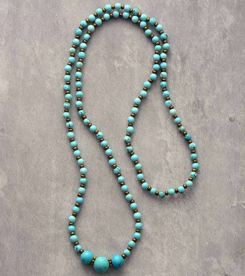 Collier Double Fonction Vintage en Turquoise