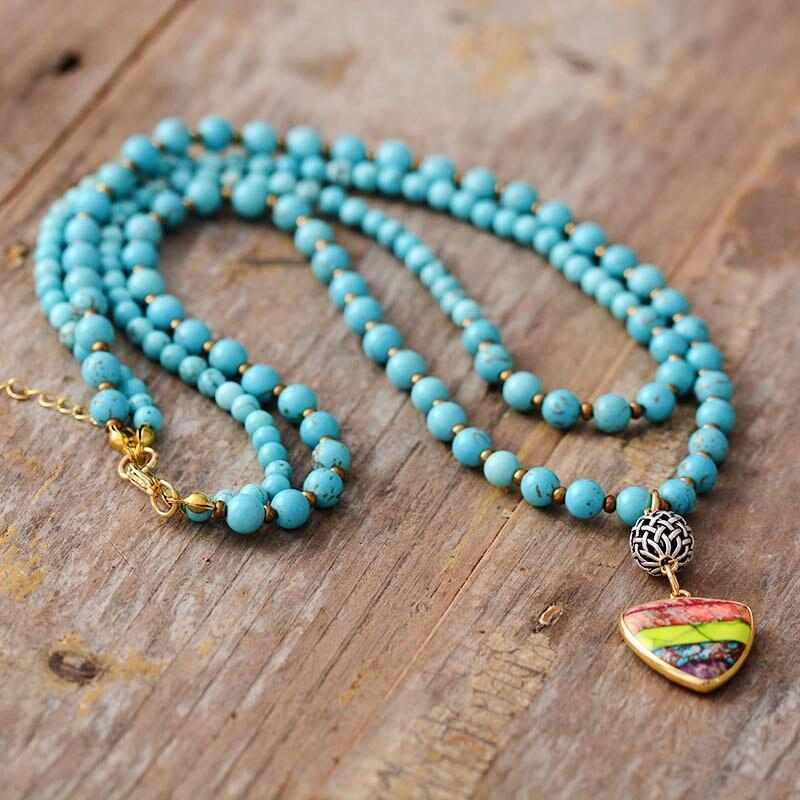 Collier Mala en Turquoise "Bouclier des Chakras"