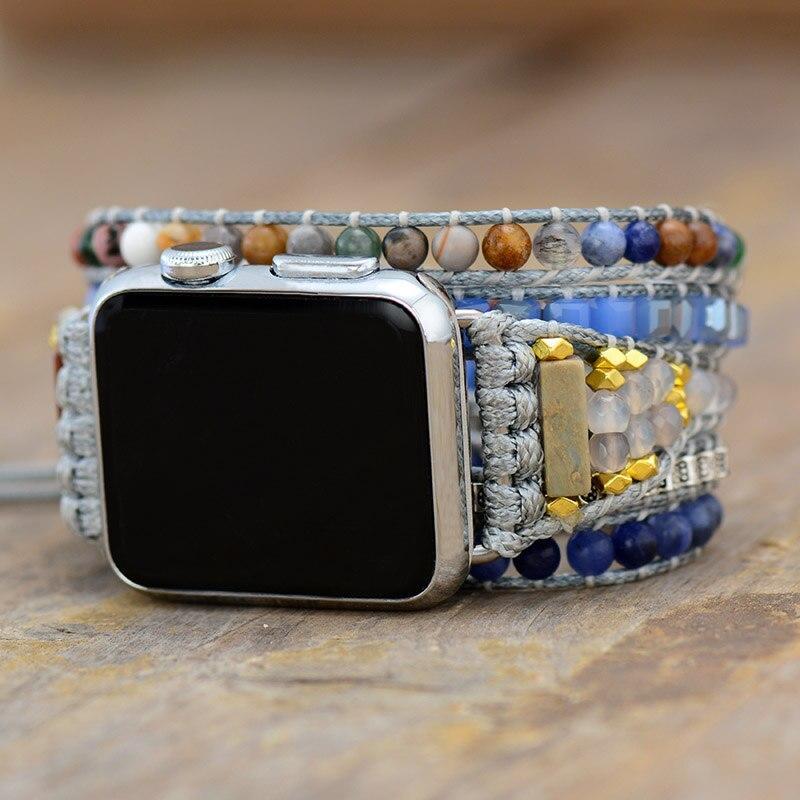 Bracelet d'Apple Watch en Agate et Sodalite