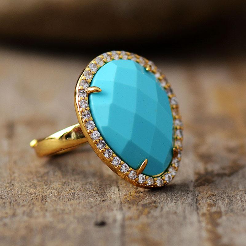 Bague Cocktail Larme en Turquoise