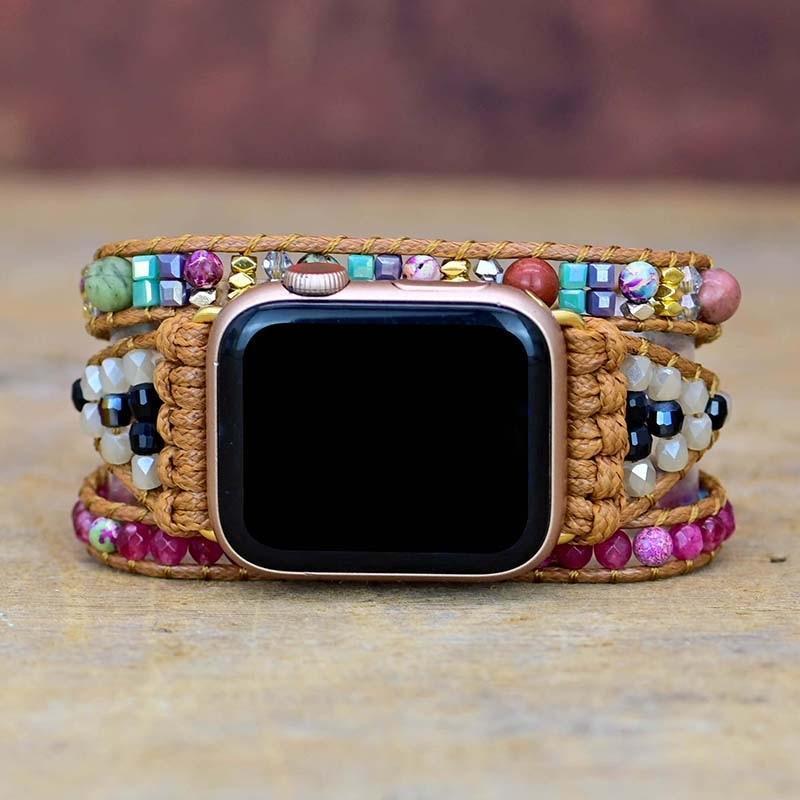 Bracelet pour Apple Watch Touche de Couleur en Pierres Précieuses