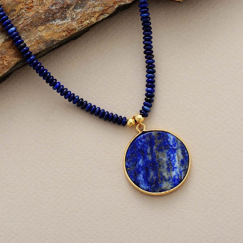 Collier Délicat en Lapis Rond