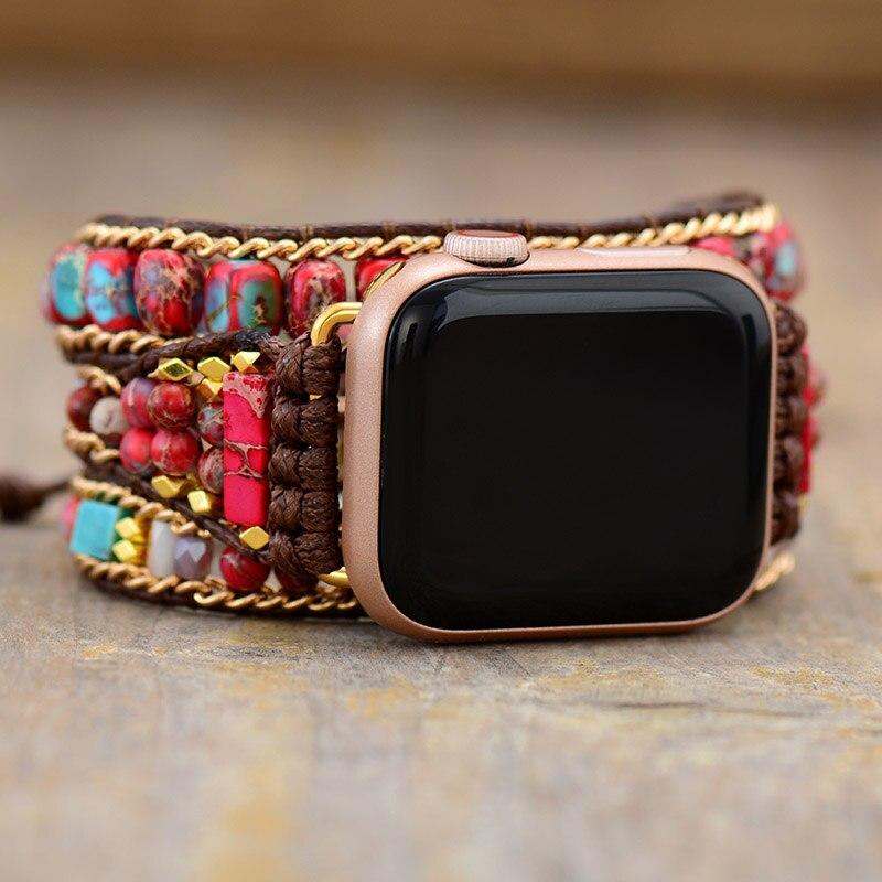 Bracelet pour Apple Watch en Jaspe Rouge Impérial