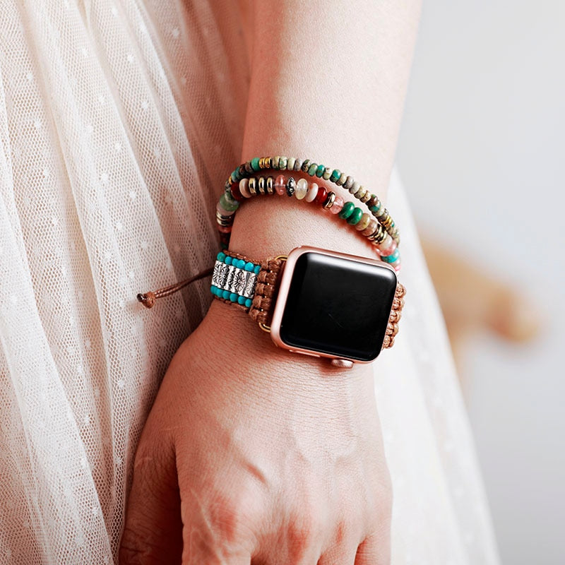 Bracelet d'Apple Watch Éveil de l'Esprit en Turquoise et Howlite