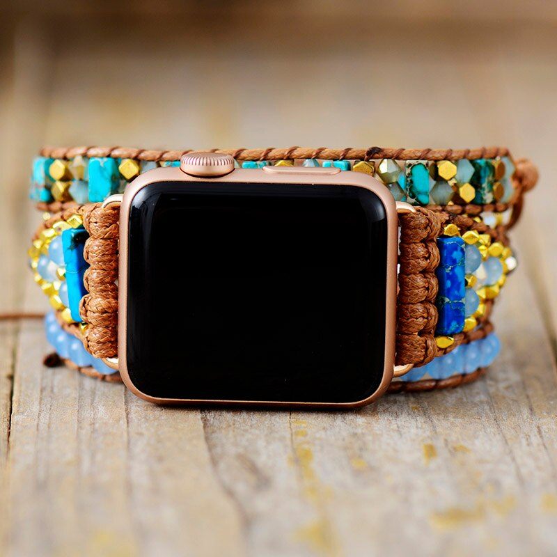 Bracelet d'Apple Watch Rêve Bleu en Jaspe et Jade