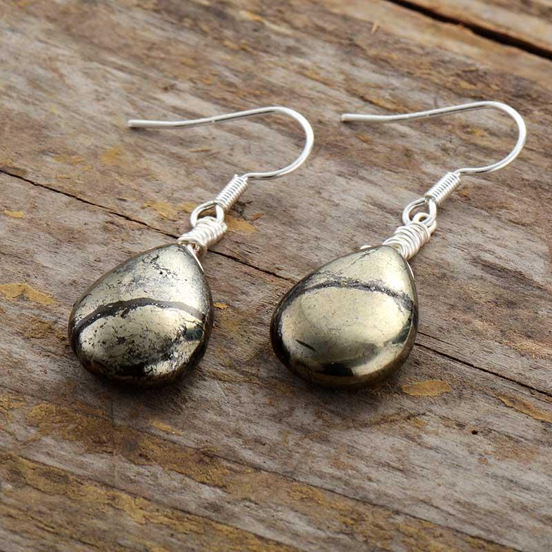 Boucles d'Oreilles Reflets Éclatants en Pyrite