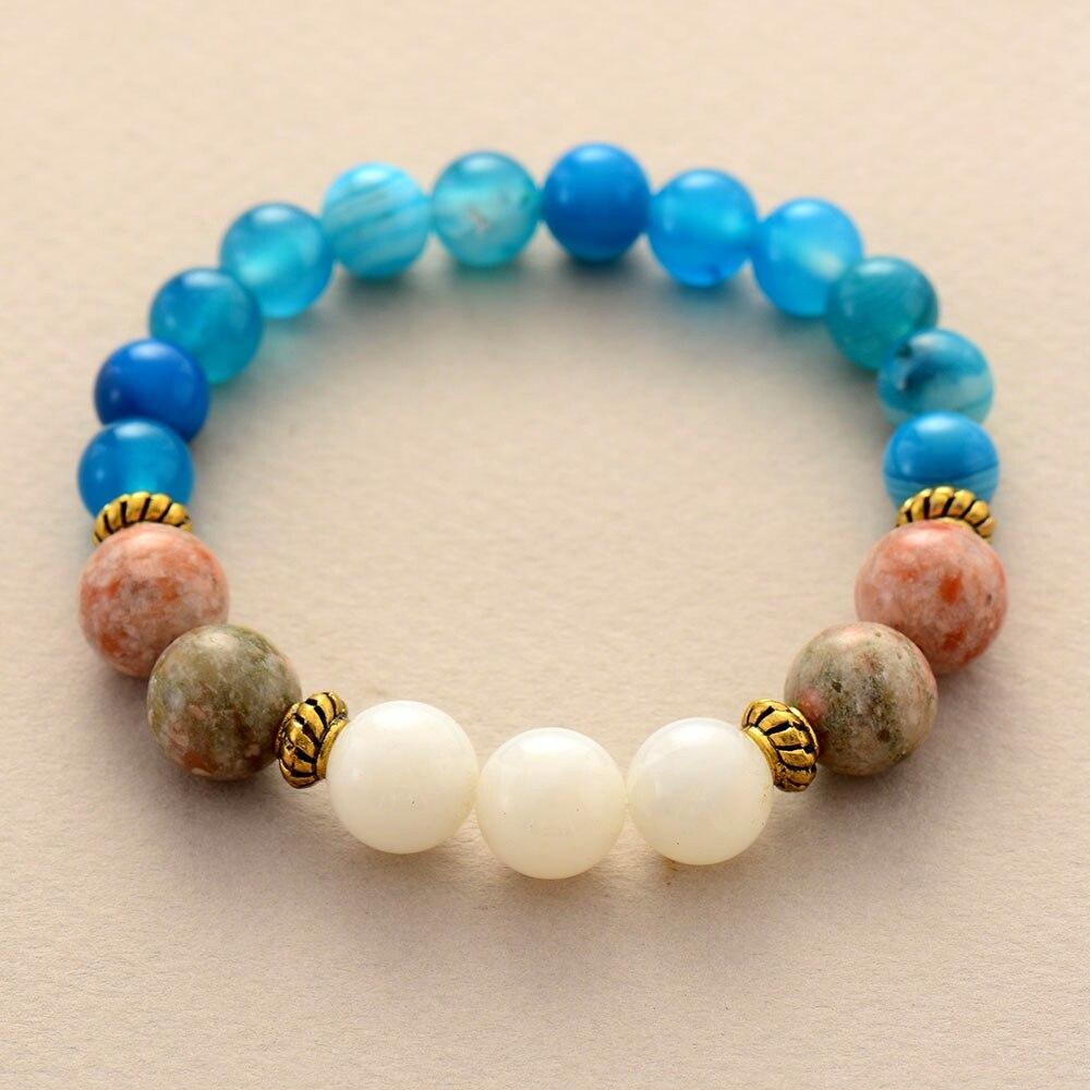 Bracelet de Yoga en Perles Bleues