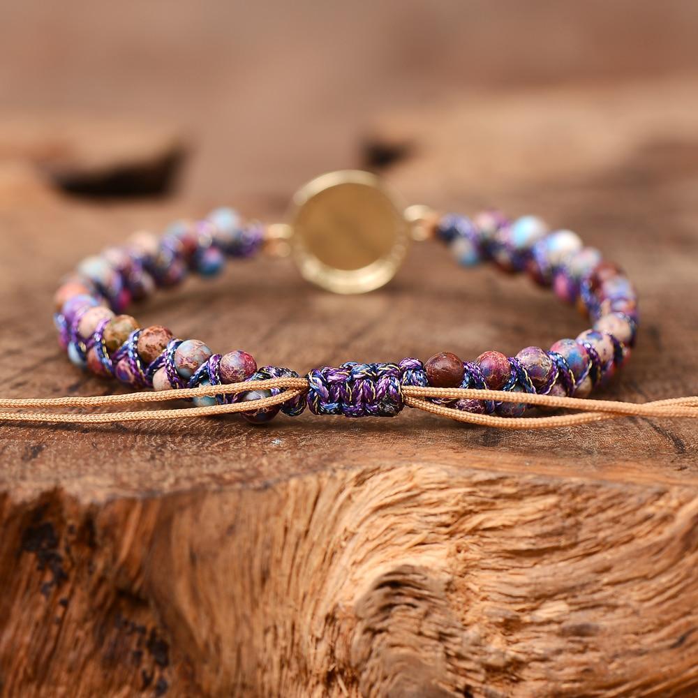 Bracelet Tressé d'Amitié en Opale Violette