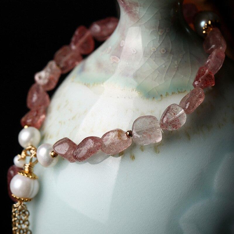 Bracelet en Perles Rose Fraise