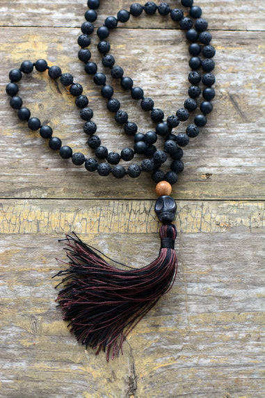 Collier Mala Positivement Sereine en Agate et Pierre de Lave