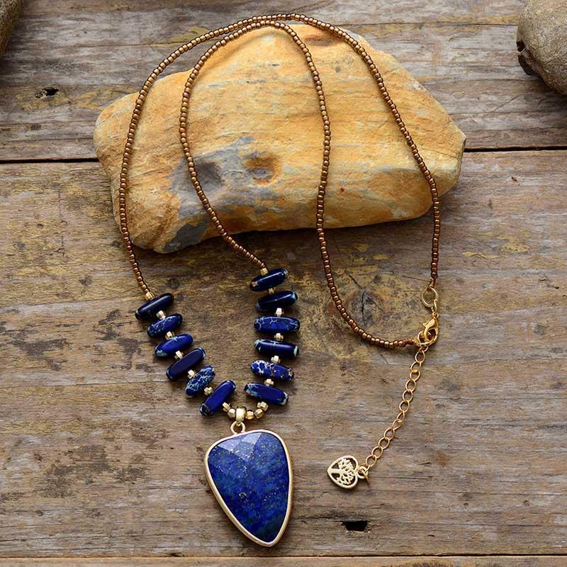 Collier Pendentif Bohème en Lapis-Lazuli