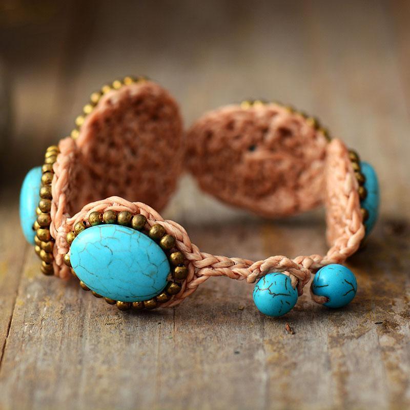 Bracelet Vegan Boho Chic en Turquoise