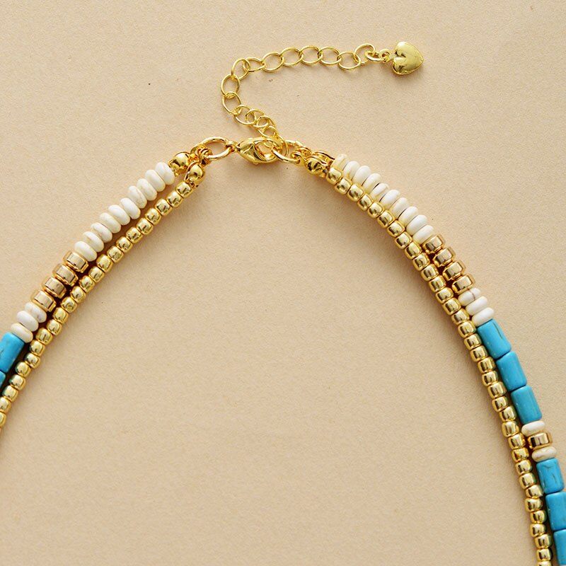 Collier Plaqué Or Tentations en Pierre Turquoise