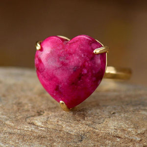 Bague de Guérison en Forme de Coeur en Pierre Précieuse