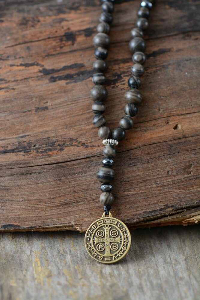 Collier Protection Divine en Onyx Noir et Jaspe