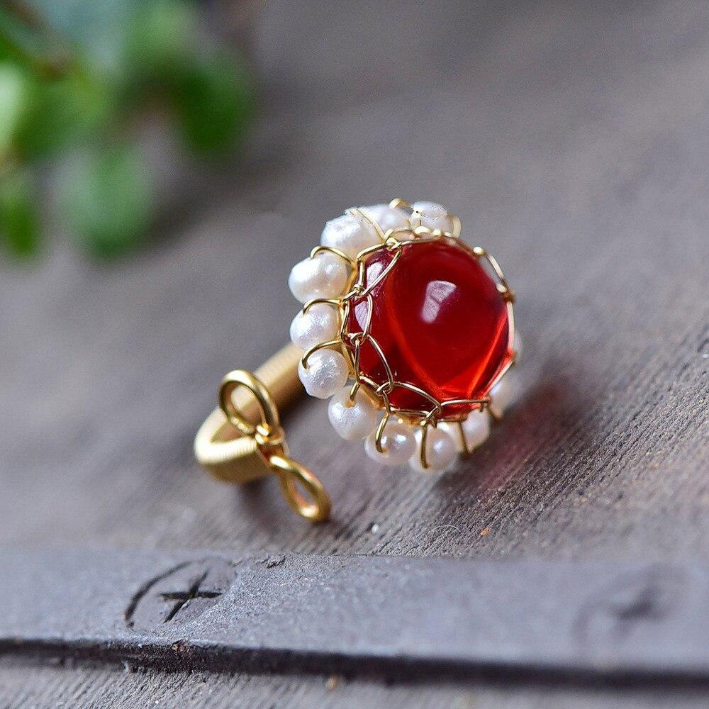 Bague en Perles d'Eau Douce Rouge Filaire