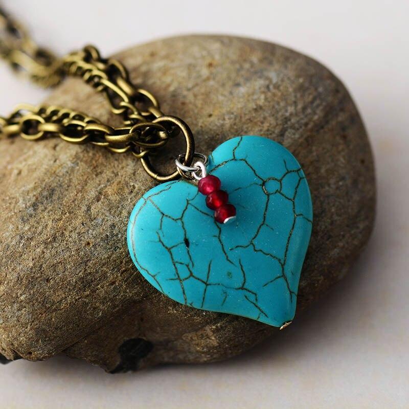 Collier Coeur Océanique en Pierres de Turquoise