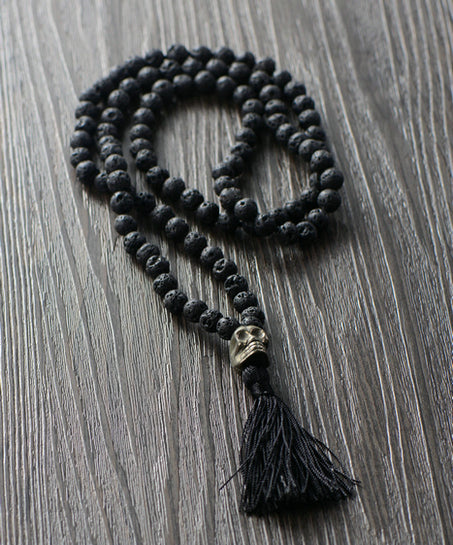 Collier Mala Destin Enflammé en Pyrite et Pierre de Lave