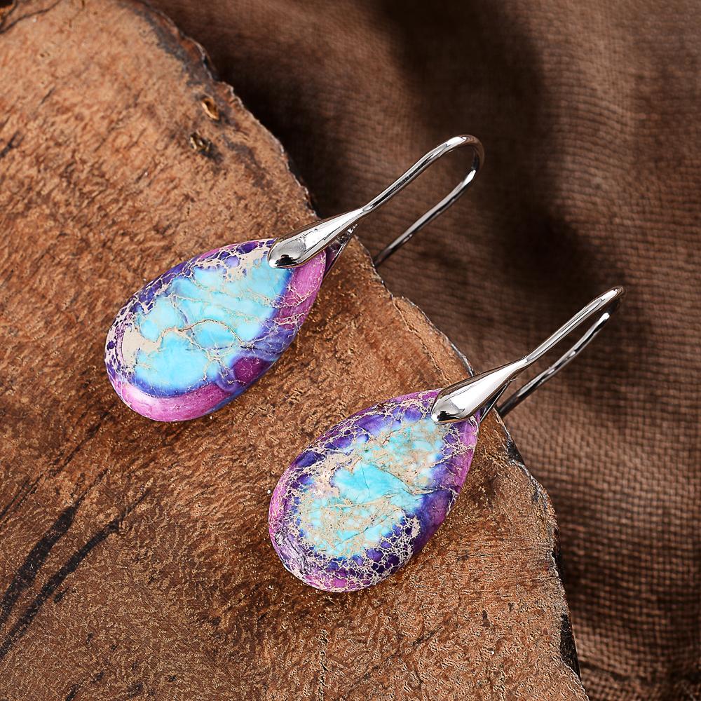 "Boucles d'Oreilles "Larmes Violet-Bleutées"