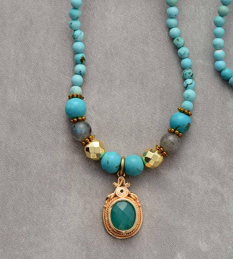 Collier de Méditation Polyvalent Vintage en Turquoise