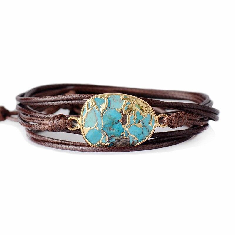 Bracelet en Turquoise Marbrée d'Or