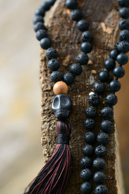 Collier Mala Positivement Sereine en Agate et Pierre de Lave