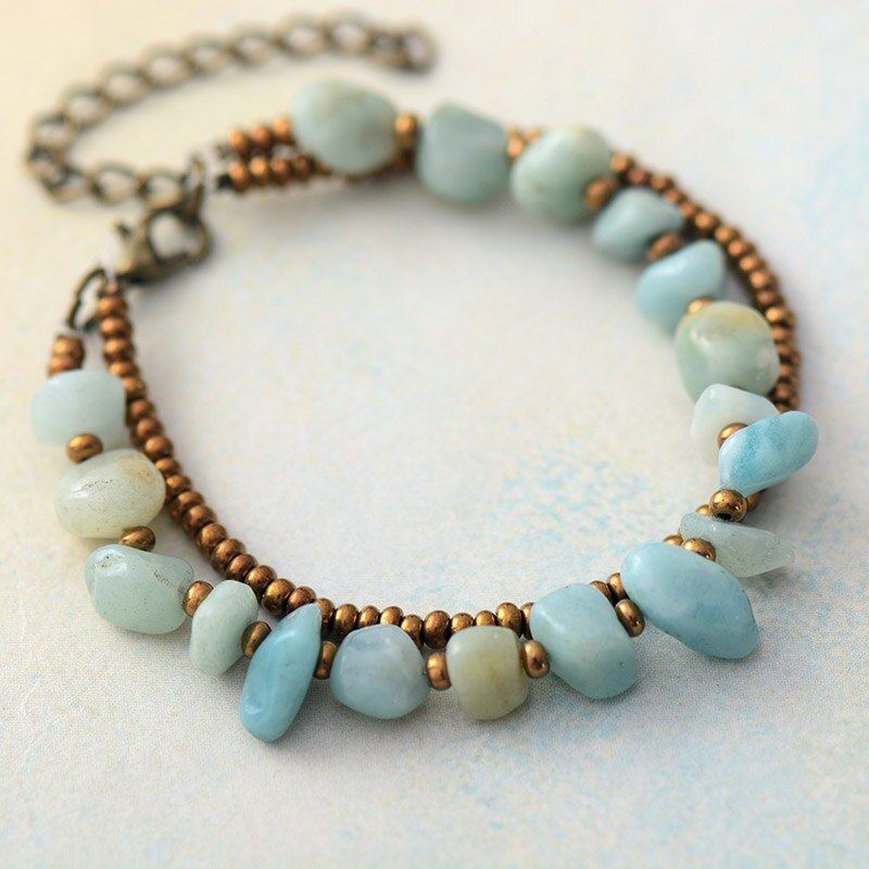 Bracelet Multicouches Espoir d'Amour en Amazonite & Apatite