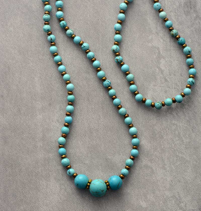 Collier Double Fonction Vintage en Turquoise