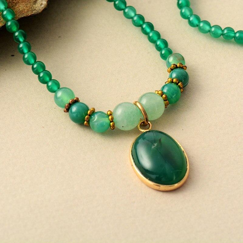 Collier Polyvalent Vintage en Onyx Vert