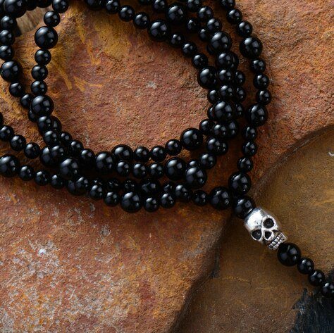 Collier Chapelet en Onyx Noir - Gardien de Positivité