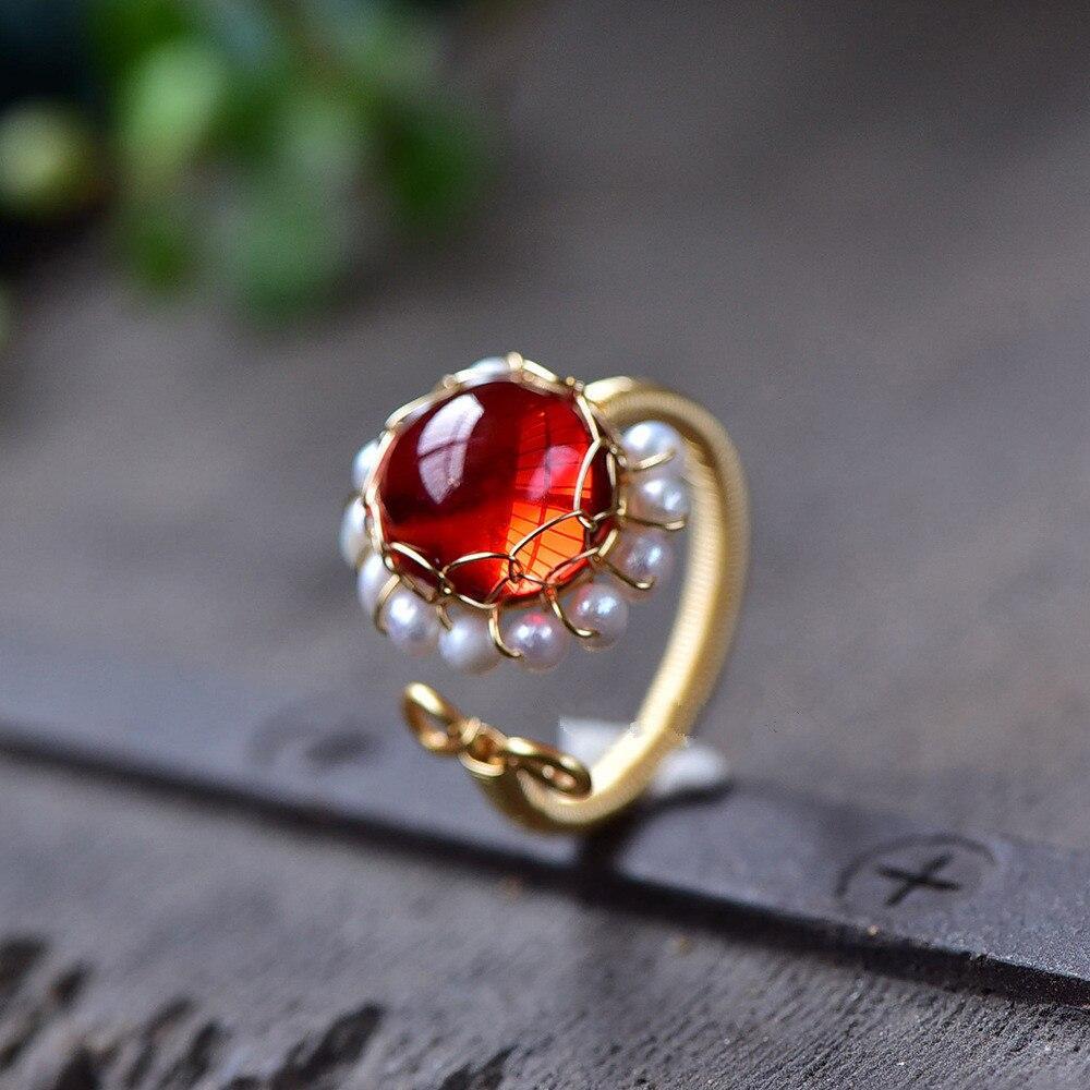 Bague en Perles d'Eau Douce Rouge Filaire