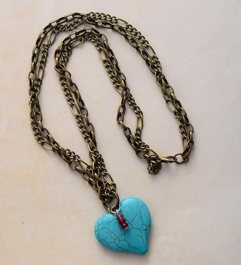 Collier Coeur Océanique en Pierres de Turquoise