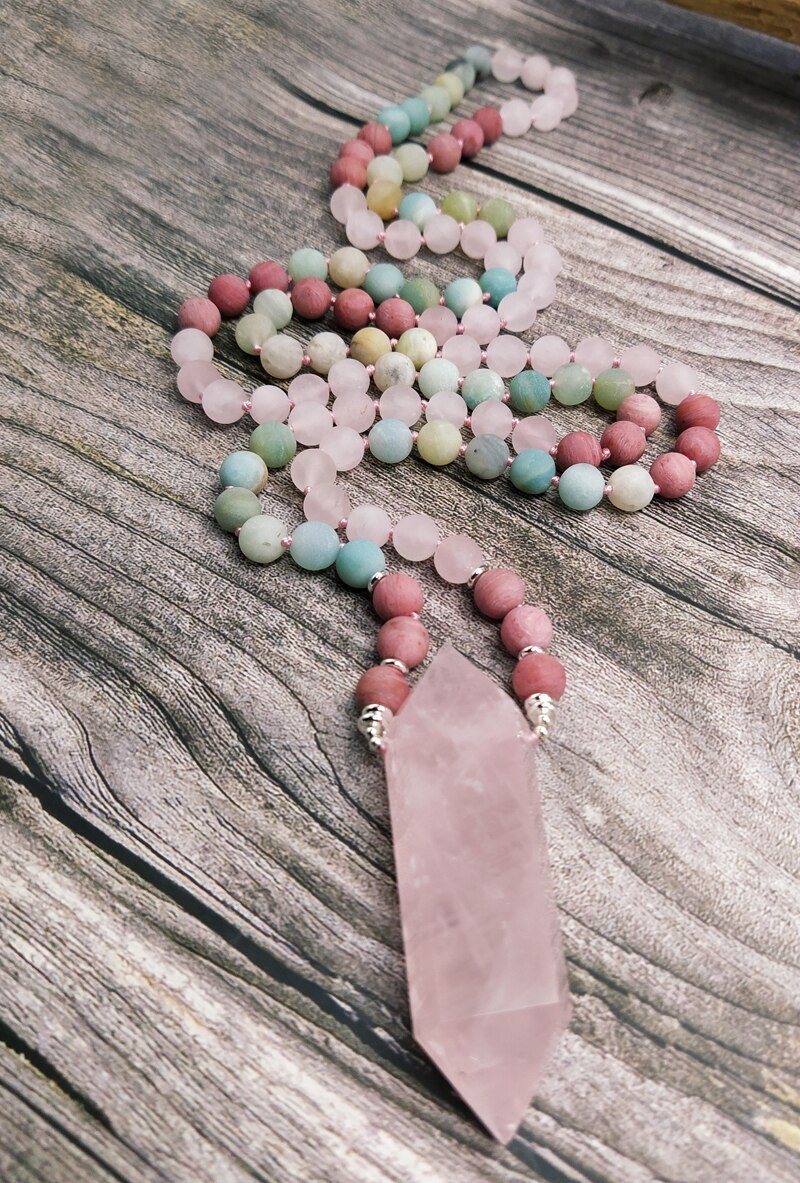 Collier Mala "Fard Délicat" en Quartz