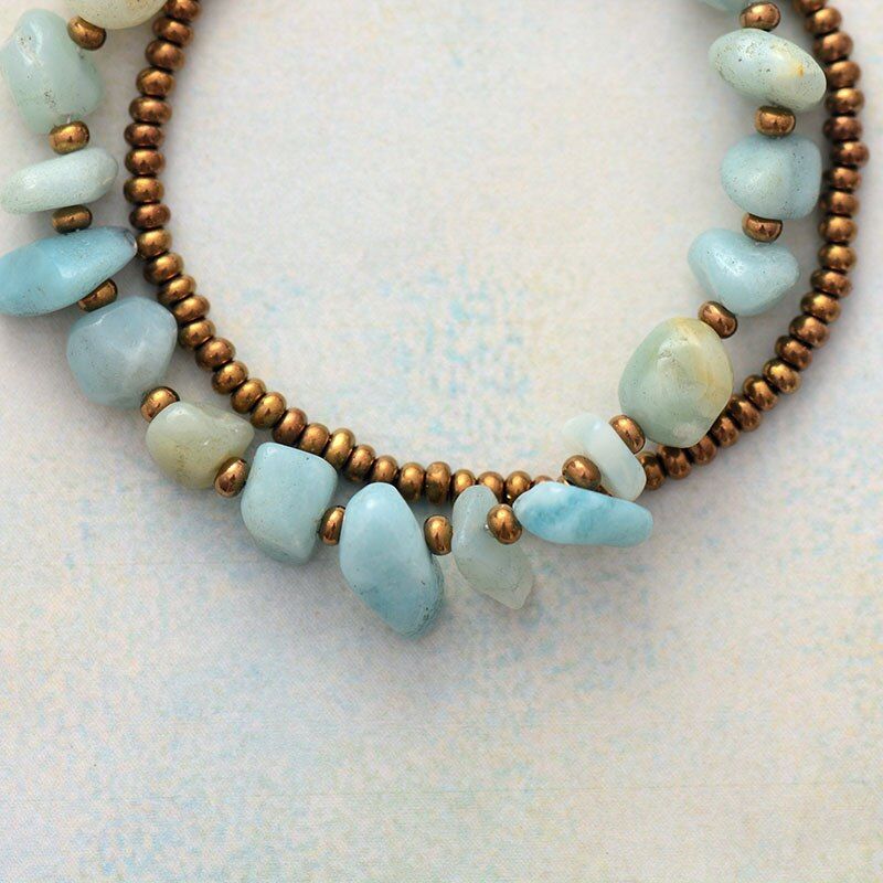 Bracelet Multicouches Espoir d'Amour en Amazonite & Apatite