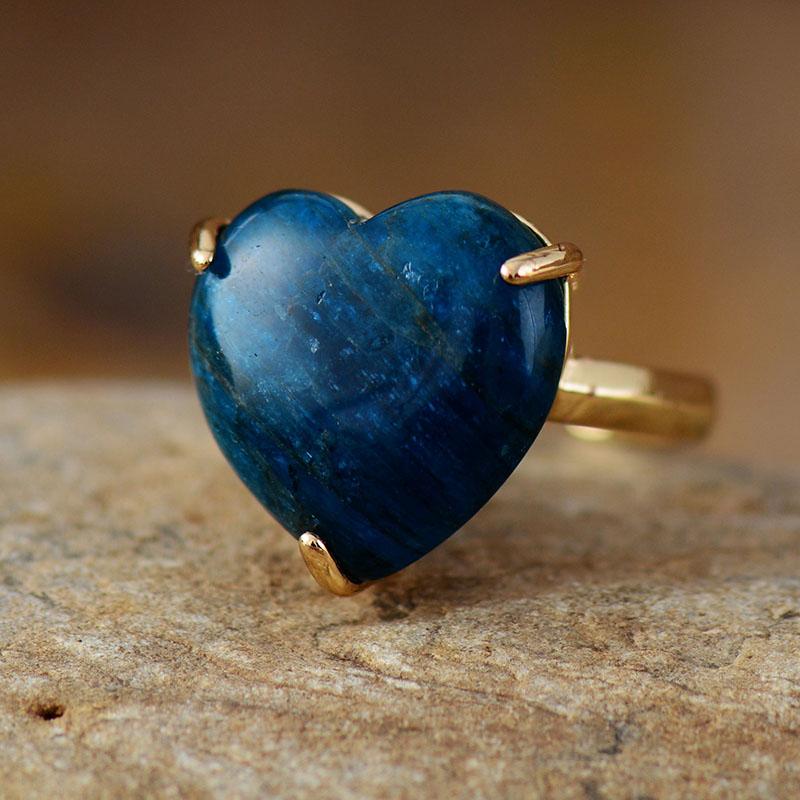 Bague de Guérison en Forme de Coeur en Pierre Précieuse