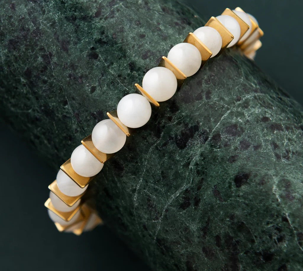 Bracelet rafraîchissant en pierre de lune et hématite