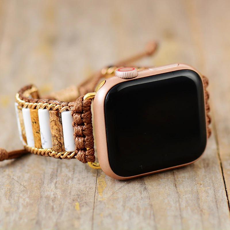 Bracelet Apple Watch en Jaspe Jute et Howlite