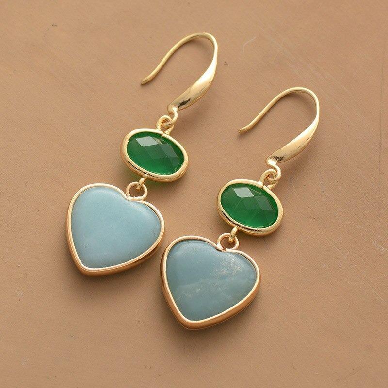 Boucles d'Oreilles Envoûtante Enigme en Amazonite et Quartz