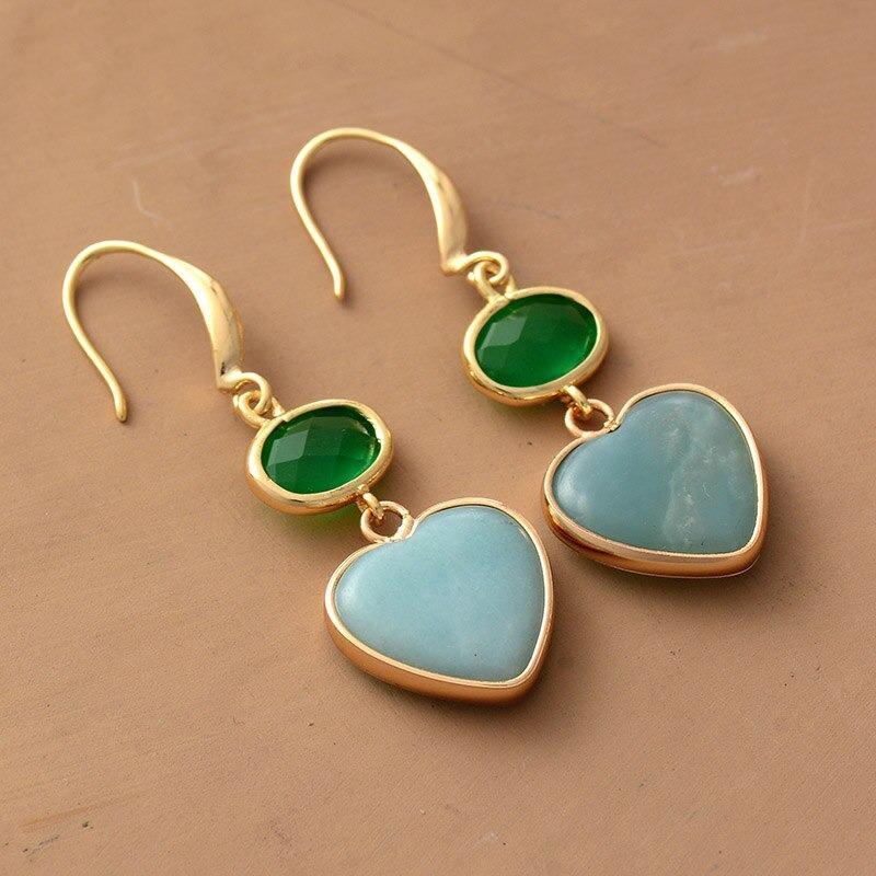 Boucles d'Oreilles Envoûtante Enigme en Amazonite et Quartz