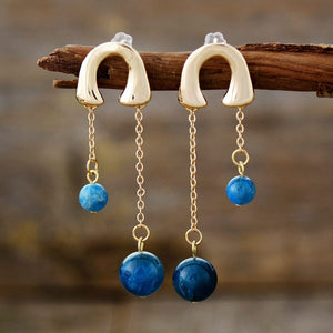 Boucles d'Oreilles Fortune Dorée en Perles & Apatite