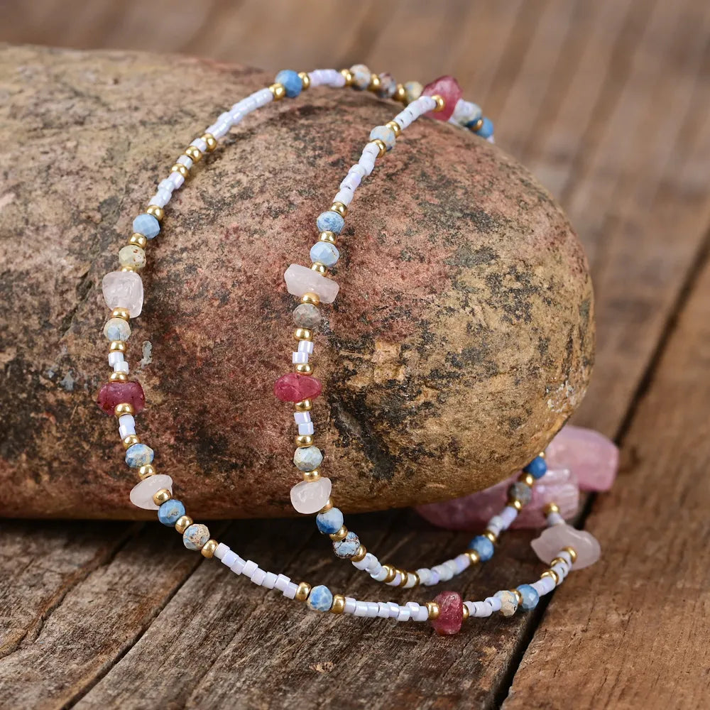 Collier Paysage Onirique en Tourmaline & Quartz Rose