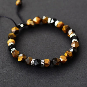 Bracelet Force Implacable en Oeil de Tigre et Agate Noire