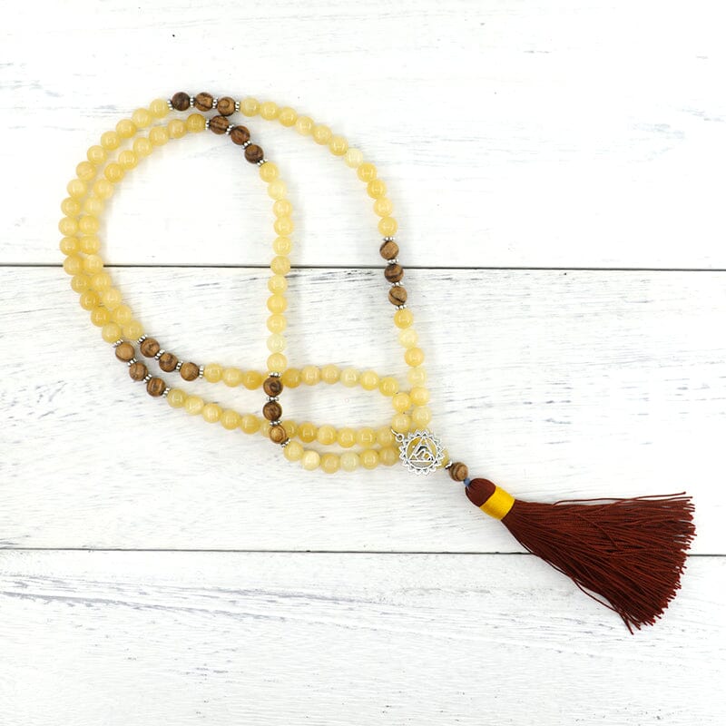 Collier Mala Fortune et Paix en Jade Jaune