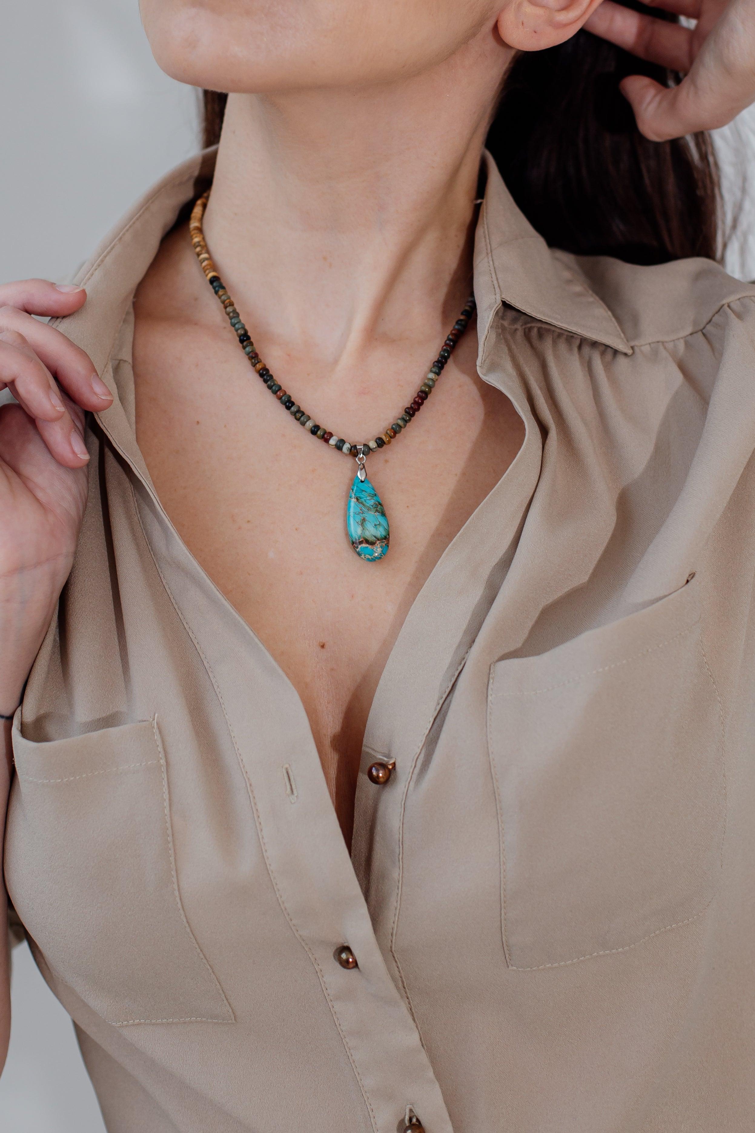 Collier en Jaspe Tribal de Protection