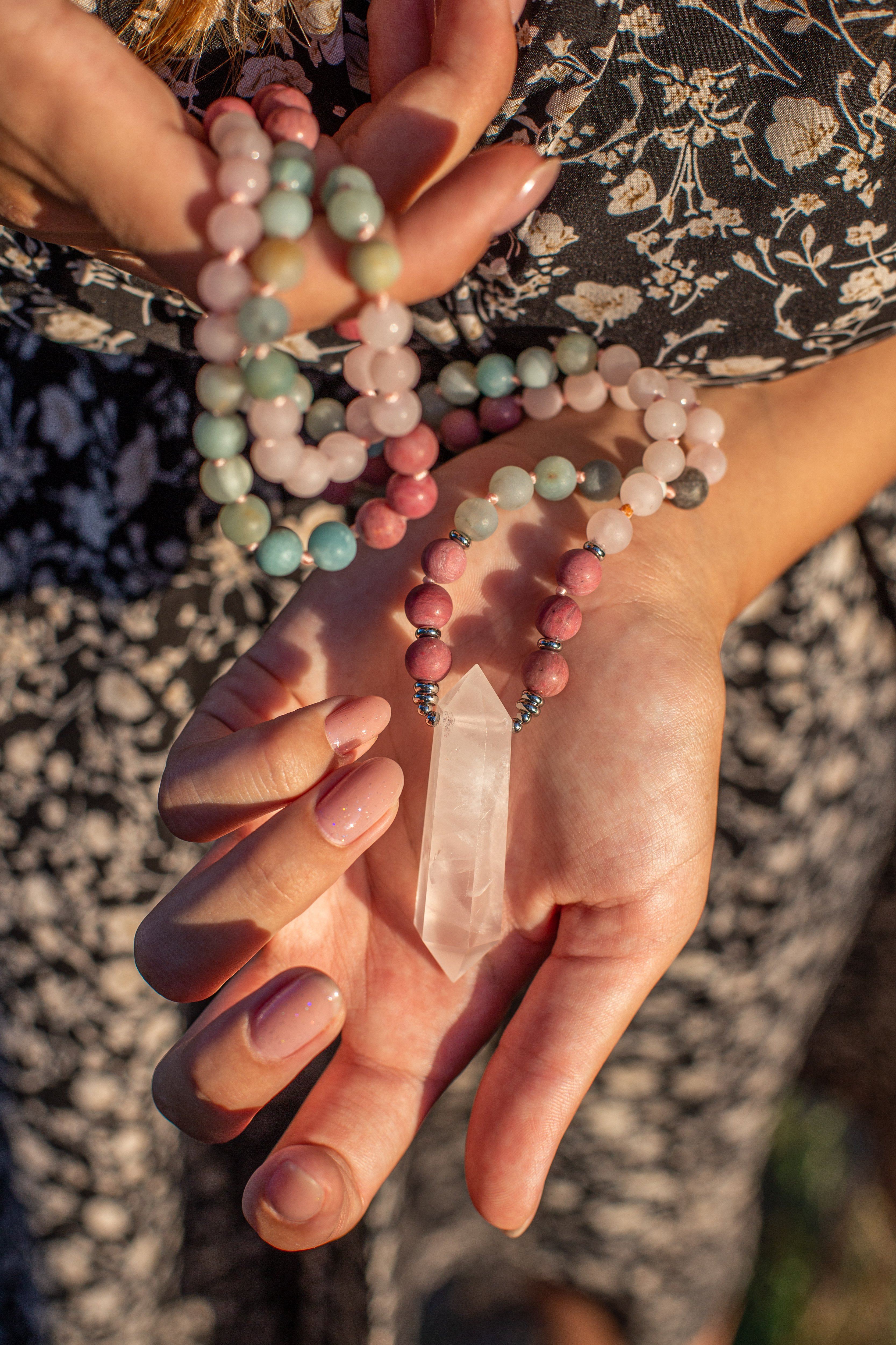 Collier Mala "Fard Délicat" en Quartz