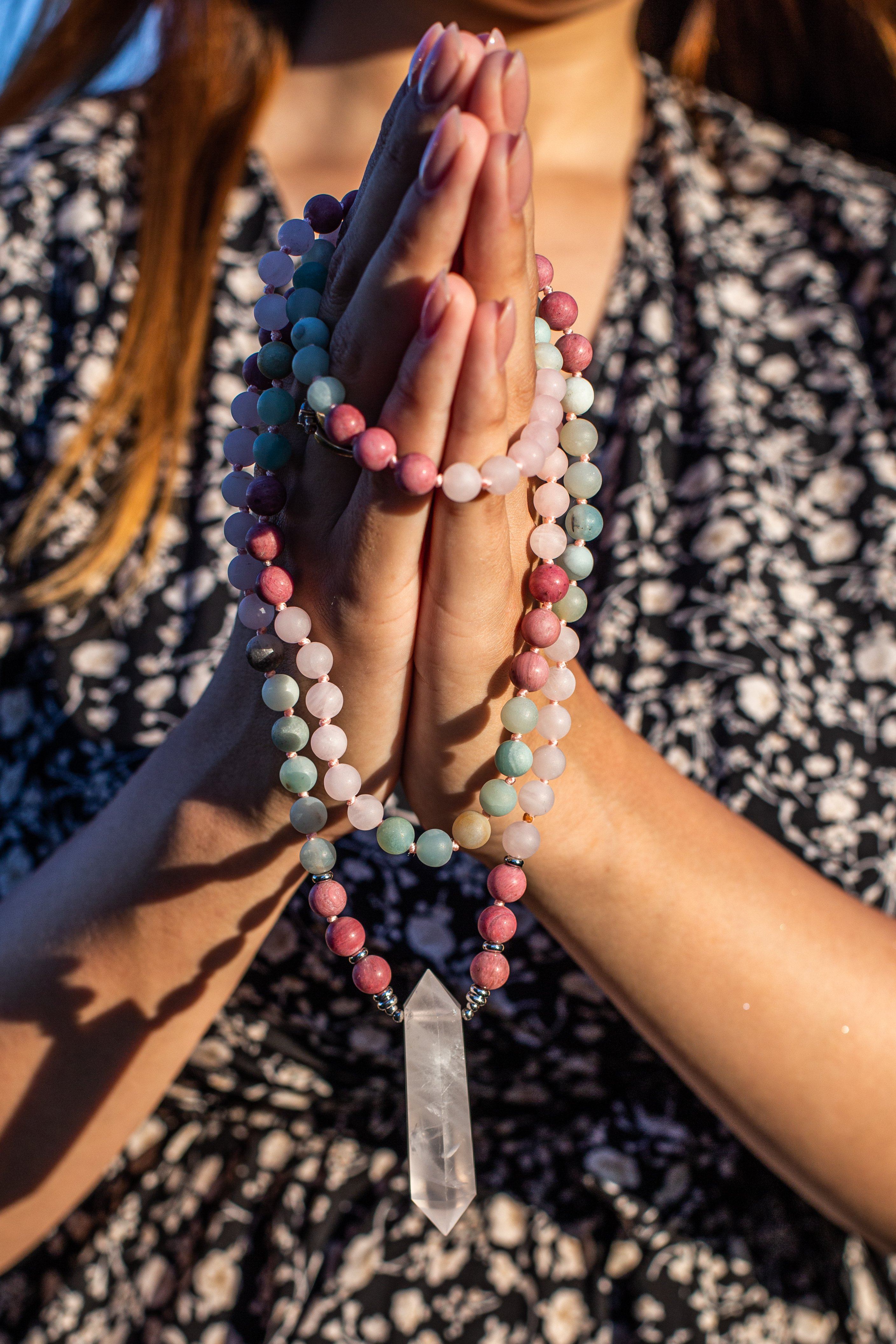 Collier Mala "Fard Délicat" en Quartz